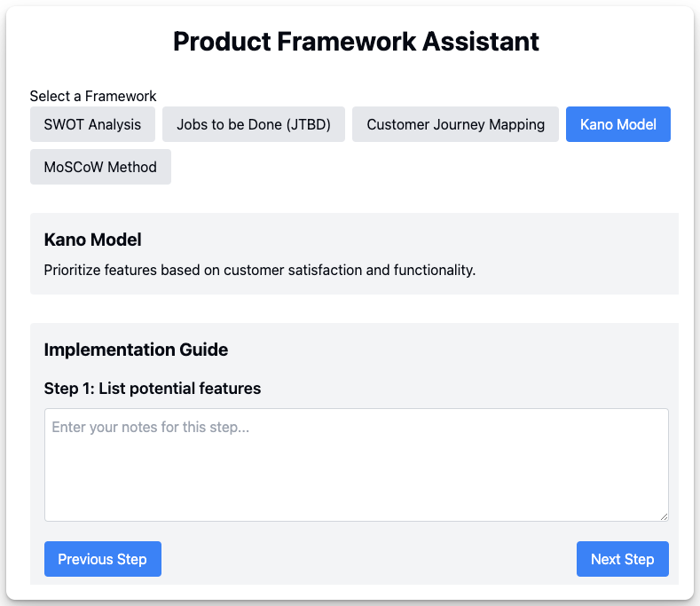 Product Framework Assistant